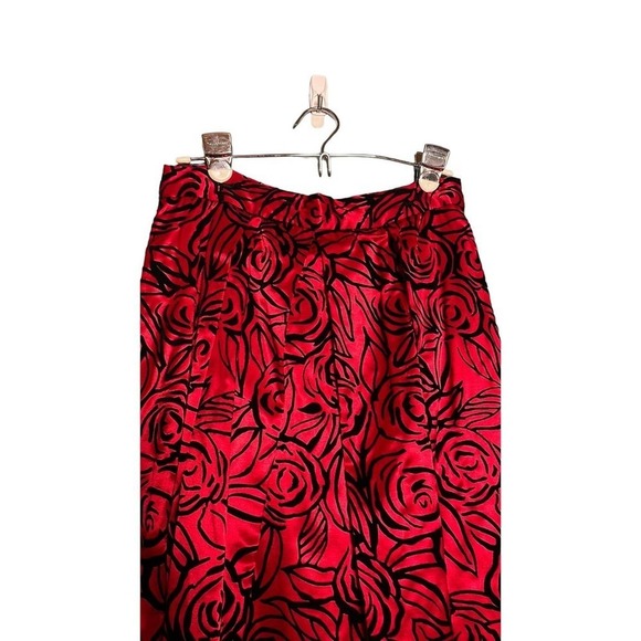 Chetta B Evening Long Formal Red/Black Floral Skirt Size 8 - Picture 6 of 9
